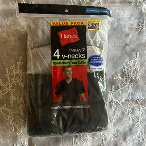 Hanes 2XL Tagless V-Necks. 4 Pack